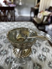 Vintage Avon Silver plate Salt Dip With Spoon And Glass Insert Made In Italy  picture