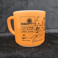 Vintage Federal Glass Orange Milk Glass Texas Gulf Coast Padre Island Mug  picture