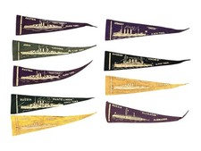 Lot of 9 WW1 Holsum Bread Naval Ship Felt Pennants Foreign Ships German Russian picture