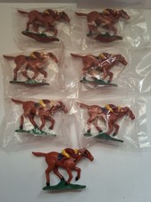 Vintage Plastic Race Horse & Jockey Figurines - Lot of 7  / New Old Stock) picture