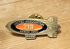 UA Local 219 Akron Ohio Pin Plumbers Pipefitters Union Goodyear Blimp  picture