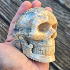 Sunstone Hand Carved Crystal Skull, Realistic, Crystal Healing picture
