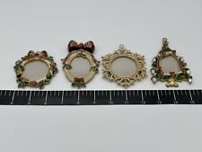  Christmas Ornament Enameled/Jeweled Picture Frame Ornament Lot (Gold Tone)  picture