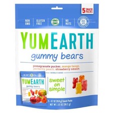YumEarth Organic Gummy Bear 5 Snack Packs .7 oz Per Bag, Pack of 2 picture