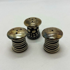 Fimo clay and silver-plated salt and pepper shakers set in mini mushroom shape picture