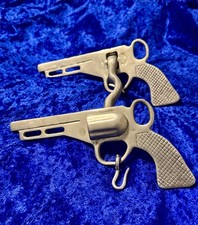 Vintage Western Revolver Pistol Horse Curb Bit Made In England Nickel Alloy picture