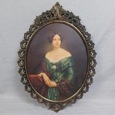 Vintage Italian Ornate Brass Frame Oval 9.5