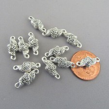 12 Rose OUR FATHER Beads ITALY Paters Making Rosary Rosaries F102 finish SILVER picture