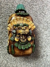 Vintage Aztec Mexican Folk Art Tequila Bottle. Hand Made picture