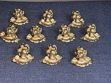 10-Vintage Gold Angel Cherub Cupid Head Bust Ornament Hook Pendant Italy 2” picture