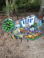 Extremely Rare Multi Layer 3-D Miller Light Beach/Patio Party Neon Bar Light picture