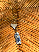 Genuine Fossil Shark Tooth Necklace Set 2pc Kyanite Storm Sisters - Chomp picture
