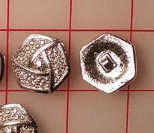 8 SMALL Silver metal rhinestone Czech shank buttons 6 sided folded design 1/2