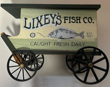 VINTAGE WOODEN MINIATURE “LIXEY’S FISH CO.” WAGON-EAST TAWAS, MI picture