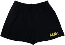 LARGE - Men's APFU Shorts Army Black and Gold PT Physical Fitness Shorts Trunks picture