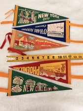 Lot of 5 Vintage Souvenir  City Felt Pennants 12” picture