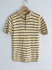 Vintage 70s Knit Tee Shirt Quarter Zip striped sweater picture