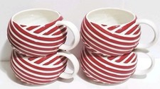 Mug Set 4 Starbucks Christmas Mugs Red White Candy Stripe 12oz Vintage Holiday picture