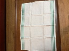 Vintage Linen Weave green Woven Kitchen Towel 22” picture