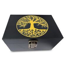 Tree of Life Keepsake Box, Black Wooden Storage Box - Decorative Wood Box for picture