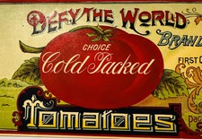 Antique 1910s-1920s Defy The World Tomatoes Can Label 🍅 Kelty & Son NJ picture