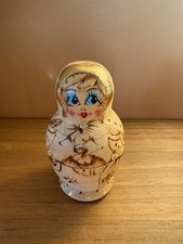 Vintage Hand-Painted and Wood-Burned Russian Matryoshka Nesting Doll Se 5 Pieces picture