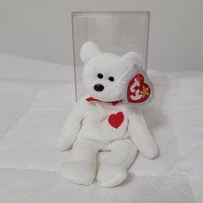 TY BEANIE BABY BEAR CROOKED NOSE VALENTINO Retired RARE Tag Errors 1993 -1st Gen picture