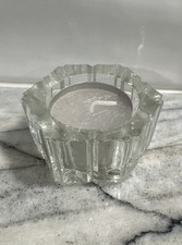 Vintage Clear 24% Lead Crystal Hexagon Taper Or Votive Candle Holder picture