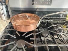 Vintage Matfer Bourgeat # 24 Copper 10” Sauté Skillet Pan w/ Lid Made in France picture