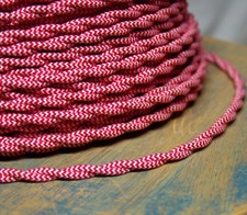 Cloth Covered Twisted Wire - Red/White Pattern, Vintage Style Fabric Lamp Cord picture