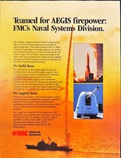 FMC Defense Systems AEGIS Weapon Mk 41 Mk 45 Firepower Vintage Print Ad 1988 picture