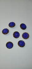 🔘 Vintage 1960's Cobalt Blue Cameo Buttons Lot Of 7 With Brass Backing picture