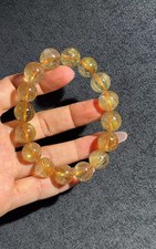 13MM Natural Hair Crystal Rutilated Quartz Elastic String Bracelet Reiki Healing picture