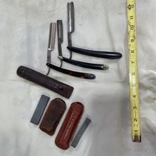 Straight Razor Lot of 3 - W H Morley, Shumate Austin Texas, Carborundum Hones picture