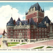 c1930s Quebec, Canada Postcard Chateau Frontenac Hotel Champlain Monument A374 picture