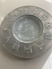Antique  Bronze Zodiac bowl Heavy High Relief picture