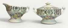 Vintage Canonsburg Golden Fragrance Sugar Bowl & Creamer Set 22k Gold Filigree picture