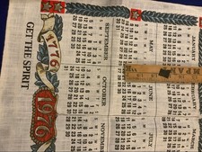 Vintage 1976 Bicentennial Linen Calendar Towel Washington Crossing Delaware picture