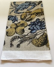 Vintage Lois Long MCM Linen Tea Towel “Seashells” Series 100% Linen picture