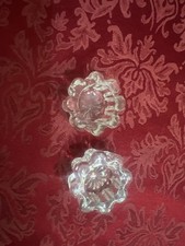 Vintage Clear Pressed Glass Salt Cellars Floral Scalloped Starburst Set of 2 picture