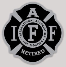 4 Inch Non-Reflective IAFF Black Gray Firefighter RETIRED Maltese Sticker Decal picture