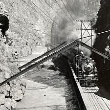 Antique 1909 Coal Train Arkansas River Colorado Stereoview Photo Card P989 picture