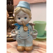 Vintage Dutch Boy Porcelain Figurine Horn Water Buckets Pastel 6.5