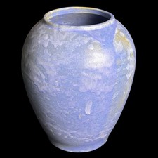 1930’s Antique Art Pottery Brush McCoy Mottled Blue Ceramic Vase picture