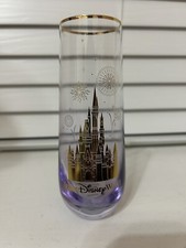 Disney Parks Walt Disney World Gold Castle Stemless Flute Glass NEW picture