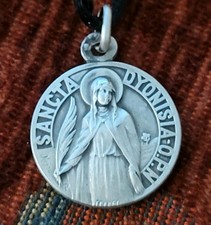 St. Dionisia Sterling Vintage & New Medal Catholic France Karo A. Penin Paris picture