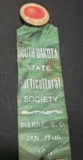 Antique 1911 South Dakota State Horticultural Society Ribbon And Pinback  picture