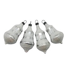 Set x4 Vtg Germany Mercury Glass Teardrop Ornaments 2