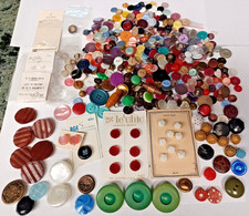 Vtg + Antique Button Lot MCM private collection hundreds of buttons le chic + picture