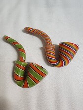 2x Premium Sherlock Linework Glass Tobacco Pipe Handmade Colorful Heady  picture